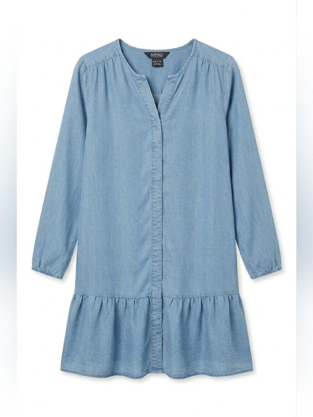 Buffalo David Bitton Blue Chambray Long Sleeve Dress, Size XXL, NWT